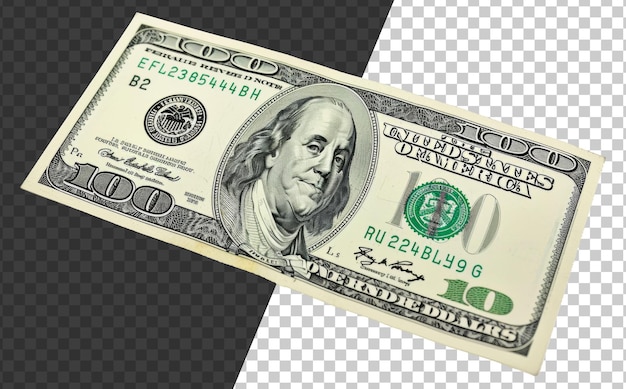 PSD un billet de 100 dollars avec une bande verte sur lui.