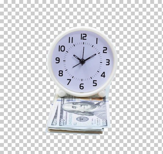 PSD billet de 100 dollars et horloge isolés