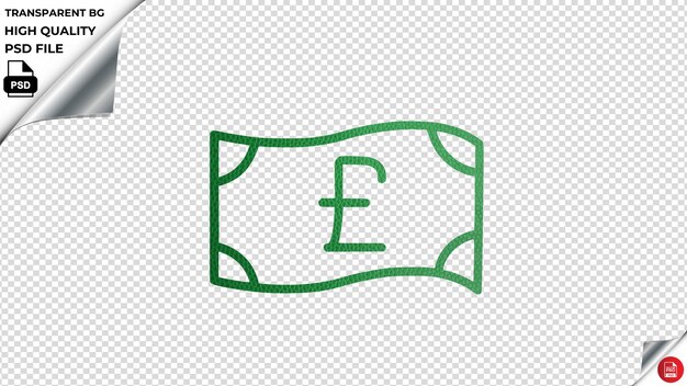 PSD el billete en efectivo de la libra británica icono vectorial de lujo cuero verde texturado psd transparente