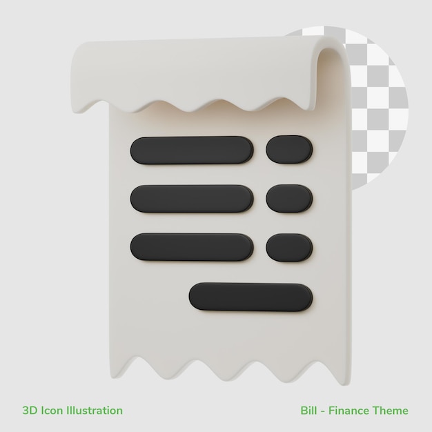 billete de papel informe de impuestos símbolo de contabilidad tema de finanzas aislado ilustración de icono 3D aislado