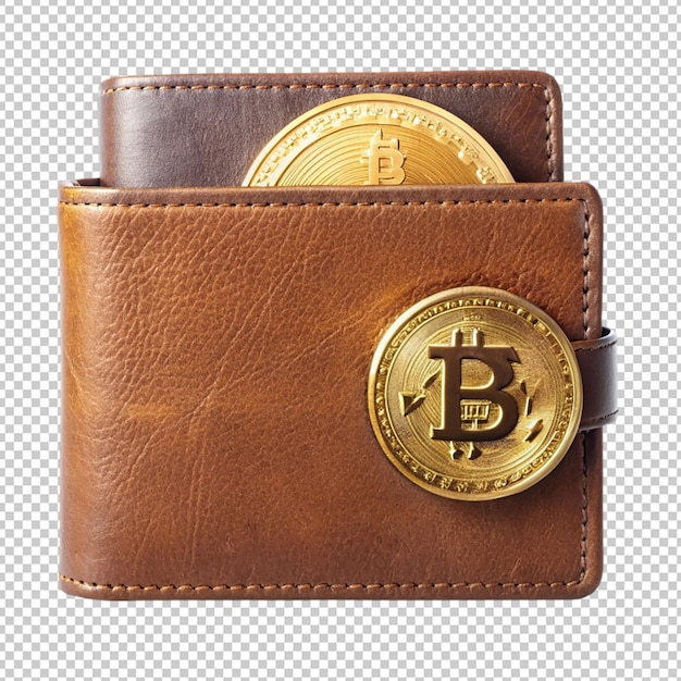 billetera de criptomonedas bitcoin en un fondo transparente
