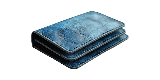 Billetera de cuero azul aislada sobre un fondo transparente
