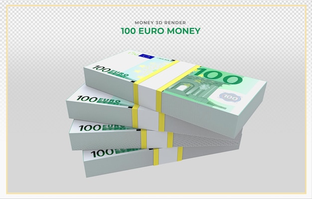 Los billetes de 100 euros dinero 3d render