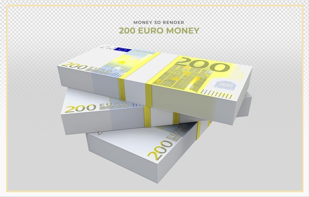 PSD los billetes de 200 euros dinero 3d render