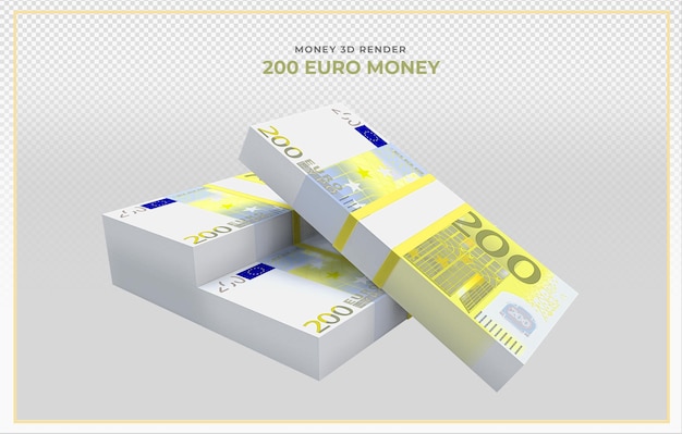 PSD los billetes de 200 euros dinero 3d render