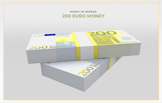 PSD los billetes de 200 euros dinero 3d render