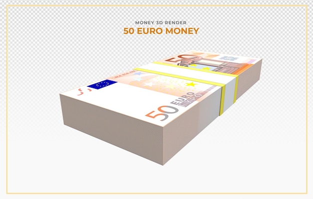 Los billetes de 50 euros dinero 3d render