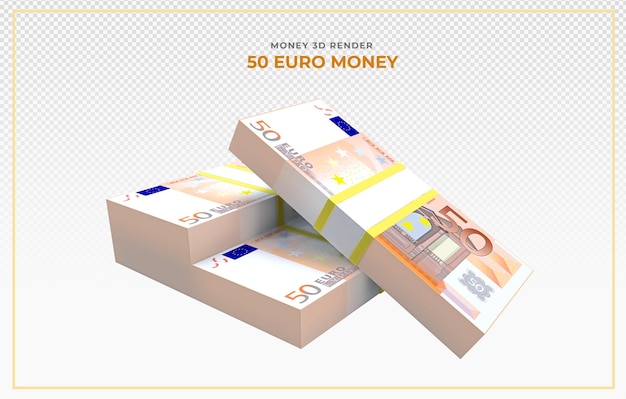 PSD los billetes de 50 euros dinero 3d render