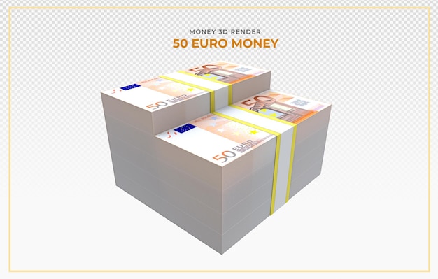 PSD los billetes de 50 euros dinero 3d render