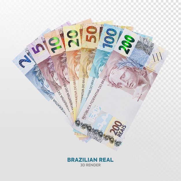 PSD billetes de dinero brasileños 3d render realista