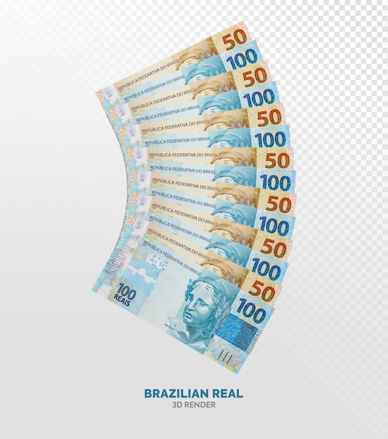 PSD les billets de banque brésiliens sont rendus réalistes en 3d