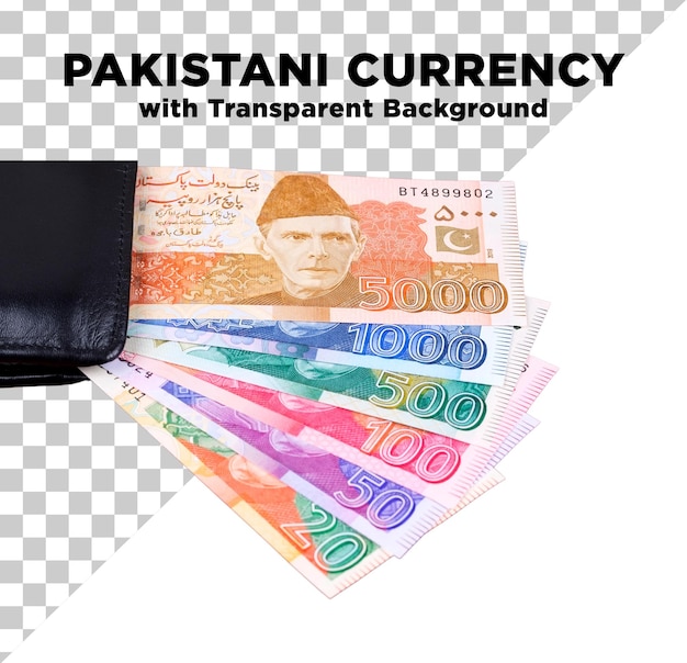 PSD des billets de banque pakistanais avec un fond transparent
