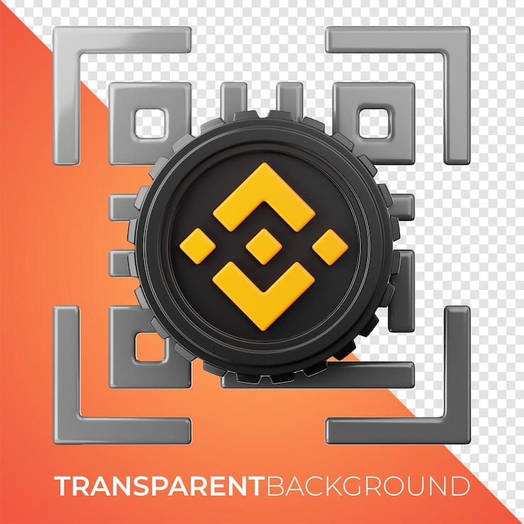 PSD binance tecnología blockchain financiera icono de código cuadrado representación 3d sobre fondo aislado png
