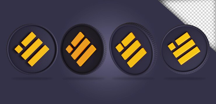 PSD binance usd busd criptomoeda moedas 3d renderização coleções
