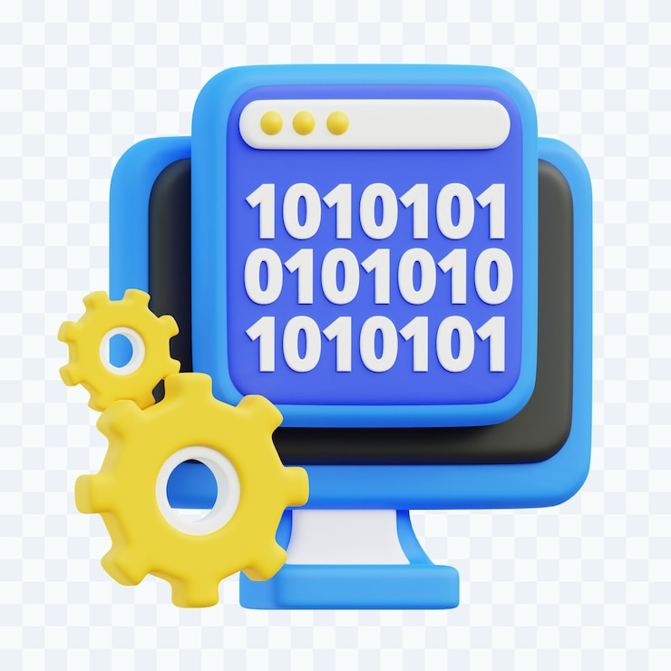 PSD binary code 3d illustration
