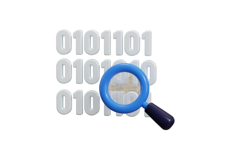 PSD binary code icon 3d render concept of computer programming algorithm or computer software binary