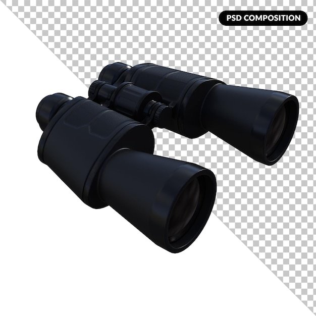 Binocolo nero isolato su bianco