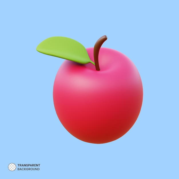 Bio roter Apfel Symbol isoliert 3d Render Illustration