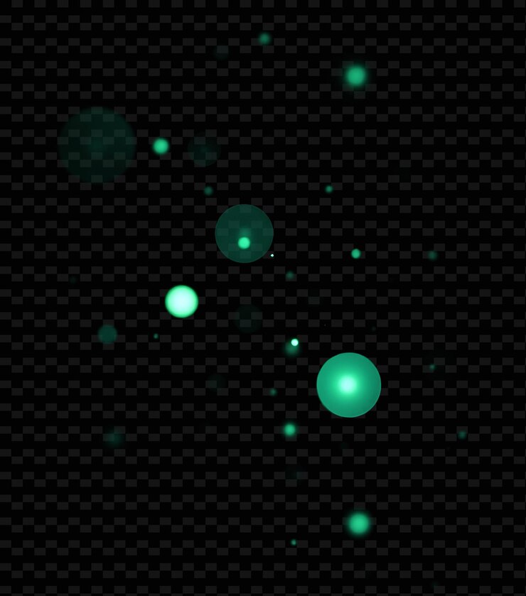 PSD bioluminescentes partículas beta orbes fantasmagóricos de verde pálido y azul suave png textura de luz chisporroteante