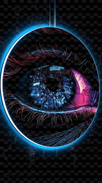 PSD biometrisches iris-zeichen mit einem kreisförmigen brettrahmen mit iris pa y2k form kreatives schilddekor