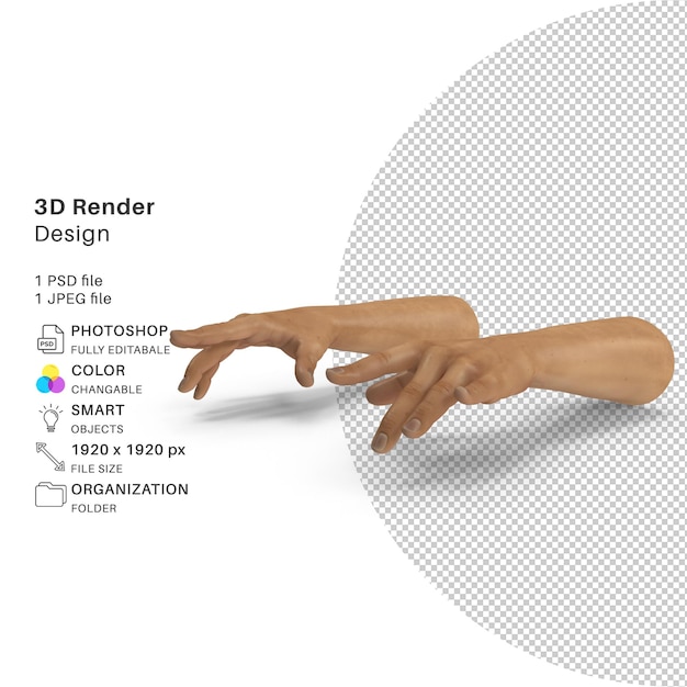 PSD bionische hand 3d-modellierung psd-datei realistische hand