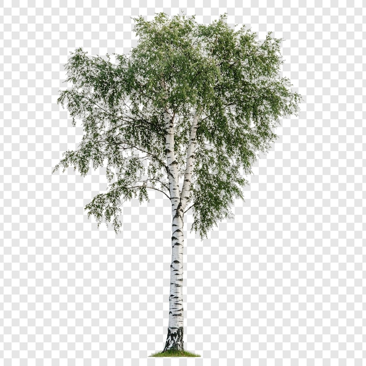 PSD birch tree isolated on white background