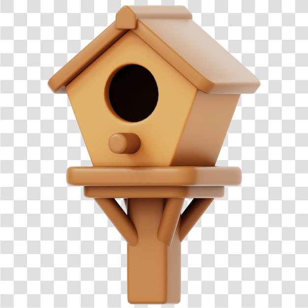 Bird House 3D Icon Rendering Isolato sfondo trasparente