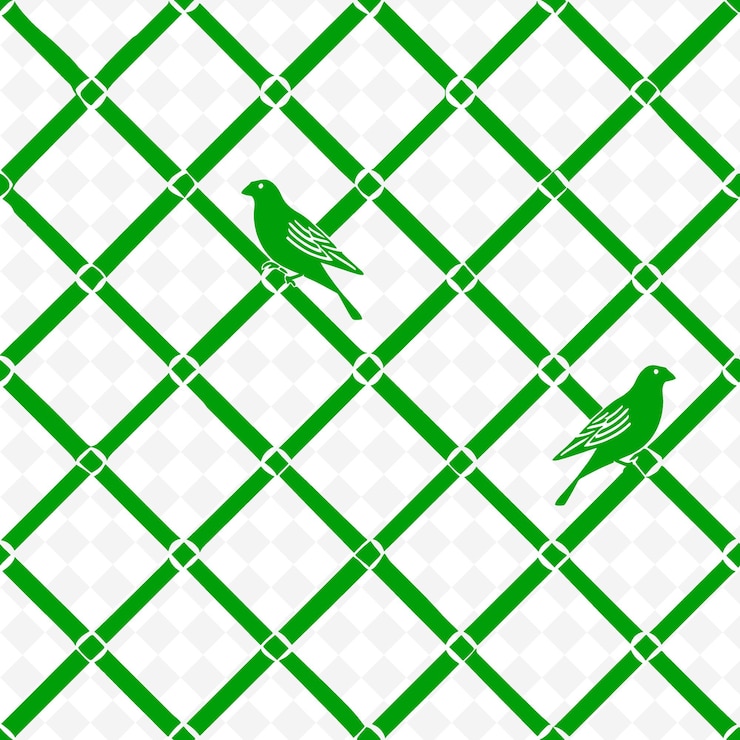 PSD birds on a green grid with a white background