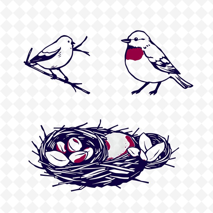PSD birds sleeping on a nest with eggs and a sleeping duck