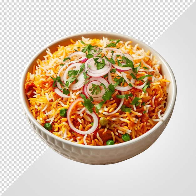 Biriyani aislado en fondo blanco