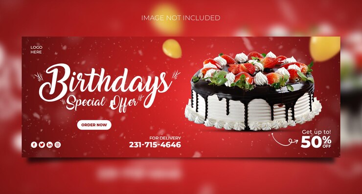 PSD birthday cake social media promotion and instagram banner template