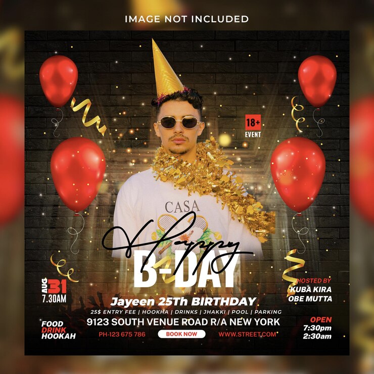 PSD birthday party celebration flyer design template
