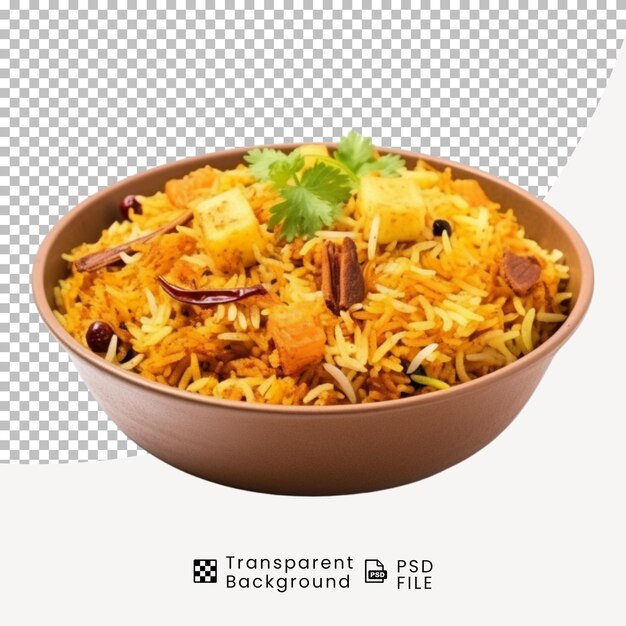 PSD biryani em uma tigela de fundo transparente png