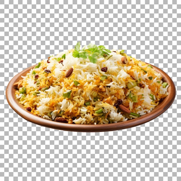 Biryani en un fondo transparente