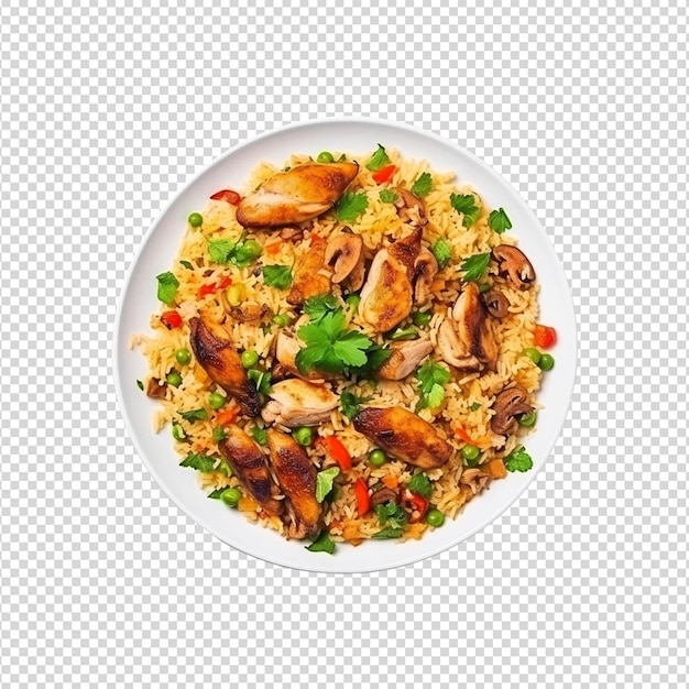 PSD biryani de poulet isolé sur fond blanc