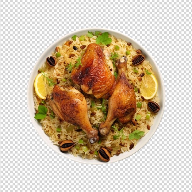 PSD biryani de poulet isolé sur fond blanc