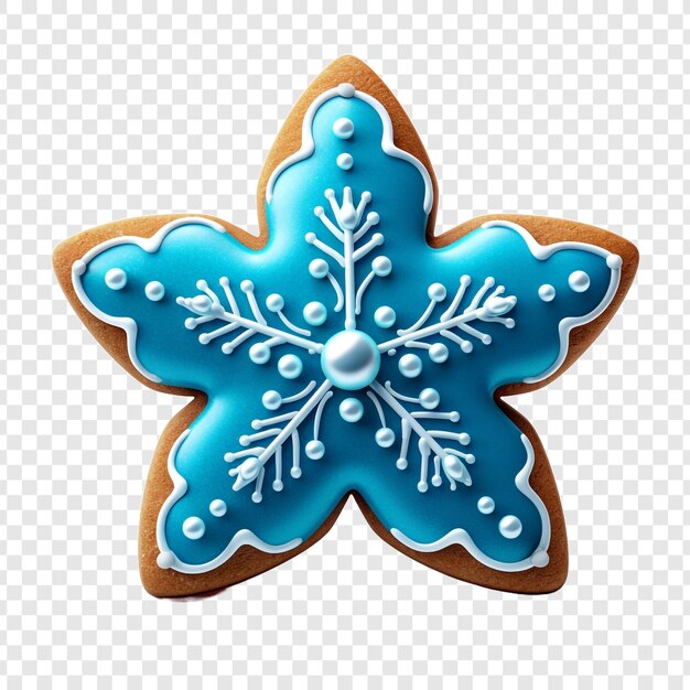 PSD biscoito de pão de gengibre azul festivo e decoração isolados em fundo transparente