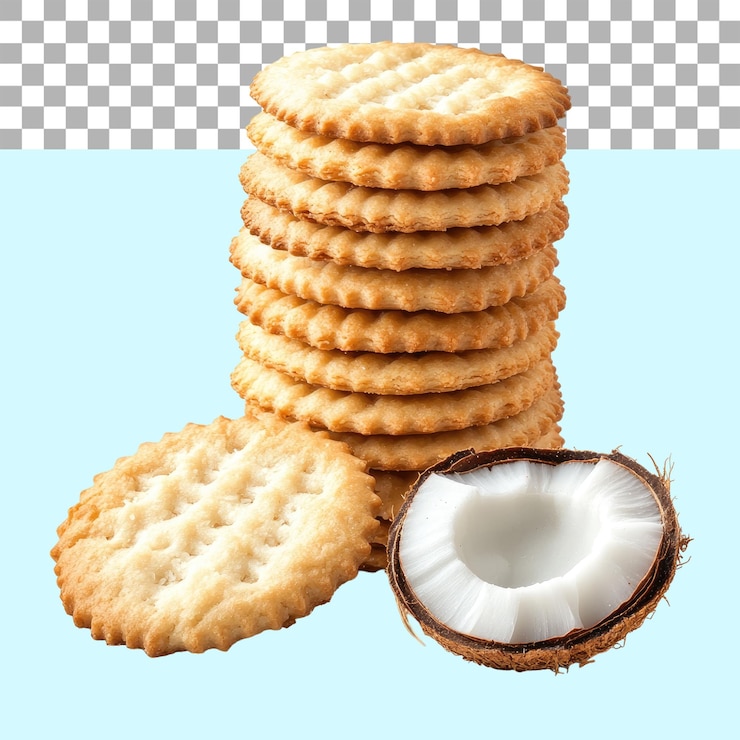 PSD biscoito de pila con coco en alfa transparente aislado en fondo blanco png cortado camino de aplauso de archivo