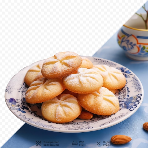 PSD biscoitos de amêndoa e castanha de caju em uma padaria caseira de fundo transparente para festividades gordura trans não é saudável