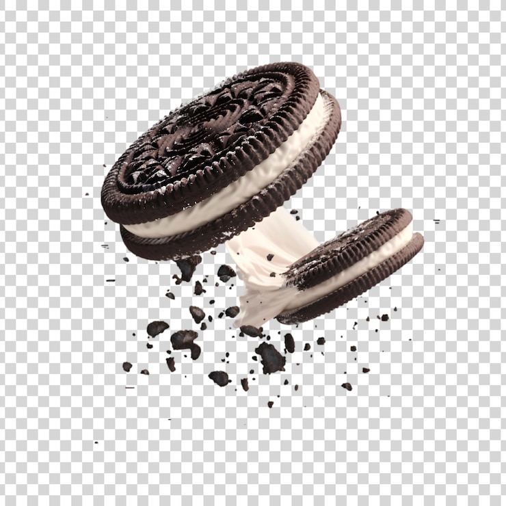 PSD biscoitos de chocolate saborosos com creme sobre um fundo branco