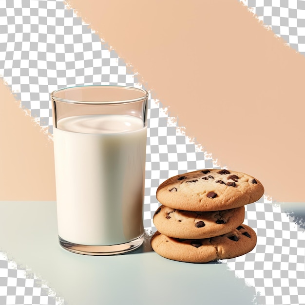 PSD biscoitos de leite e copo em fundo transparente