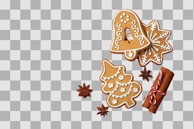 Biscoitos de Natal PNG um conjunto de biscoitos de diferentes formas isolados sobre um fundo branco