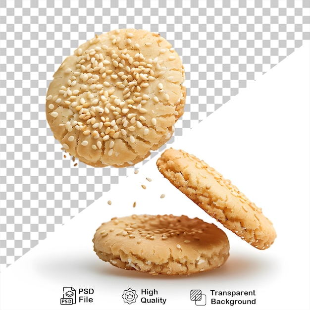 PSD biscoitos de sementes de gergelim irresistíveis que está em um fundo transparente com arquivo png