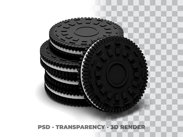 BISCUIT OREO COOKIES 3D-RENDER MIT TRANSPARENZHINTERGRUND