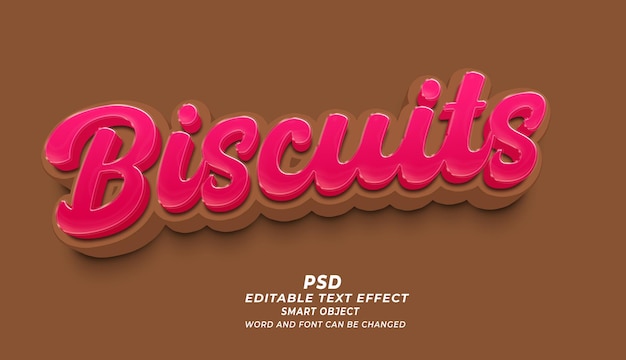 Biscuitos 3D PSD Editable Título Efecto de texto plantilla de Photoshop