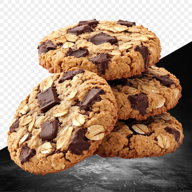 biscuits au chocolat avec des éclats de chocolat et un fond blanc