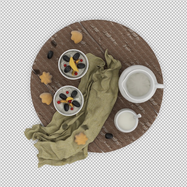 biscuits au lait rendu 3D isolé