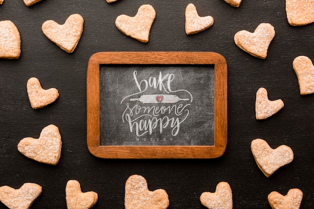 PSD biscuits en forme de coeur à plat