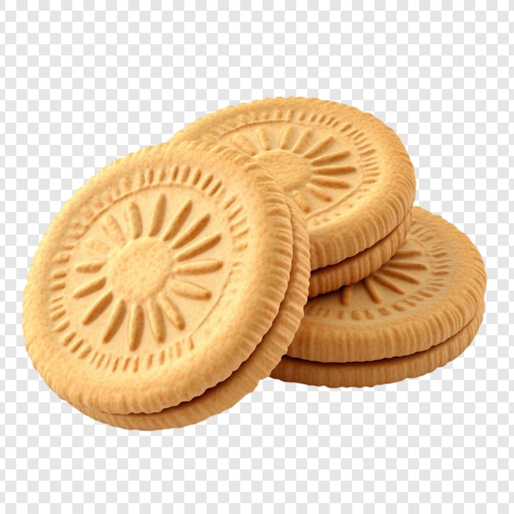 PSD des biscuits d'or délicieux, des friandises sucrées, des boulangeries, des desserts, des collations, des farces crémeuses, des biscuits de blé, une forme ronde.