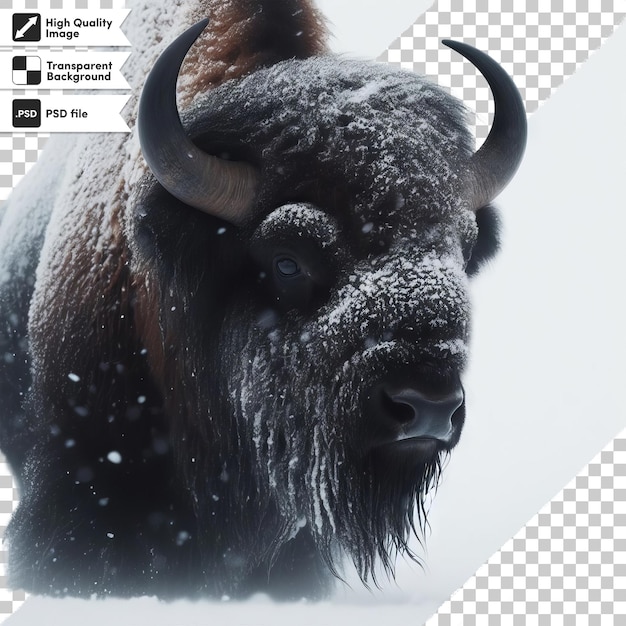 PSD un bisonte con un copo de nieve en su cara